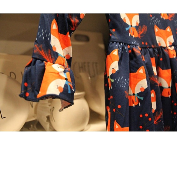 Fox dress, girls summer dresses ruffle sleeves - Picture 5 of 8